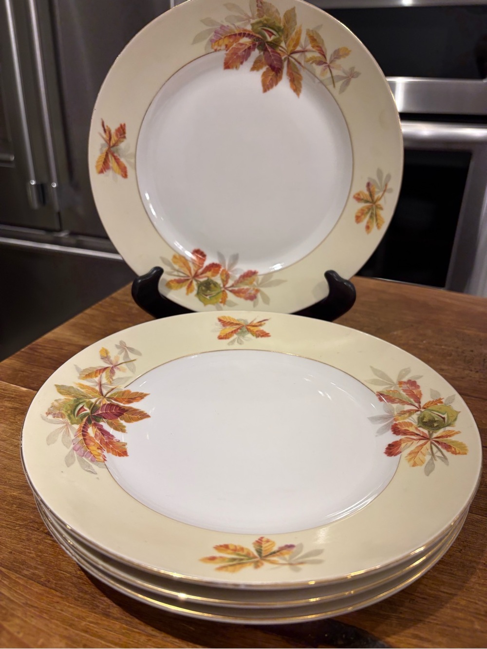 Celebrate Czechoslovakia Autumn Leaf Ceramic Dinner Plates  1930-1940